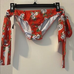 NWT Caroline Constas Clementine Print Low Rise Bikini Bottom | Coral